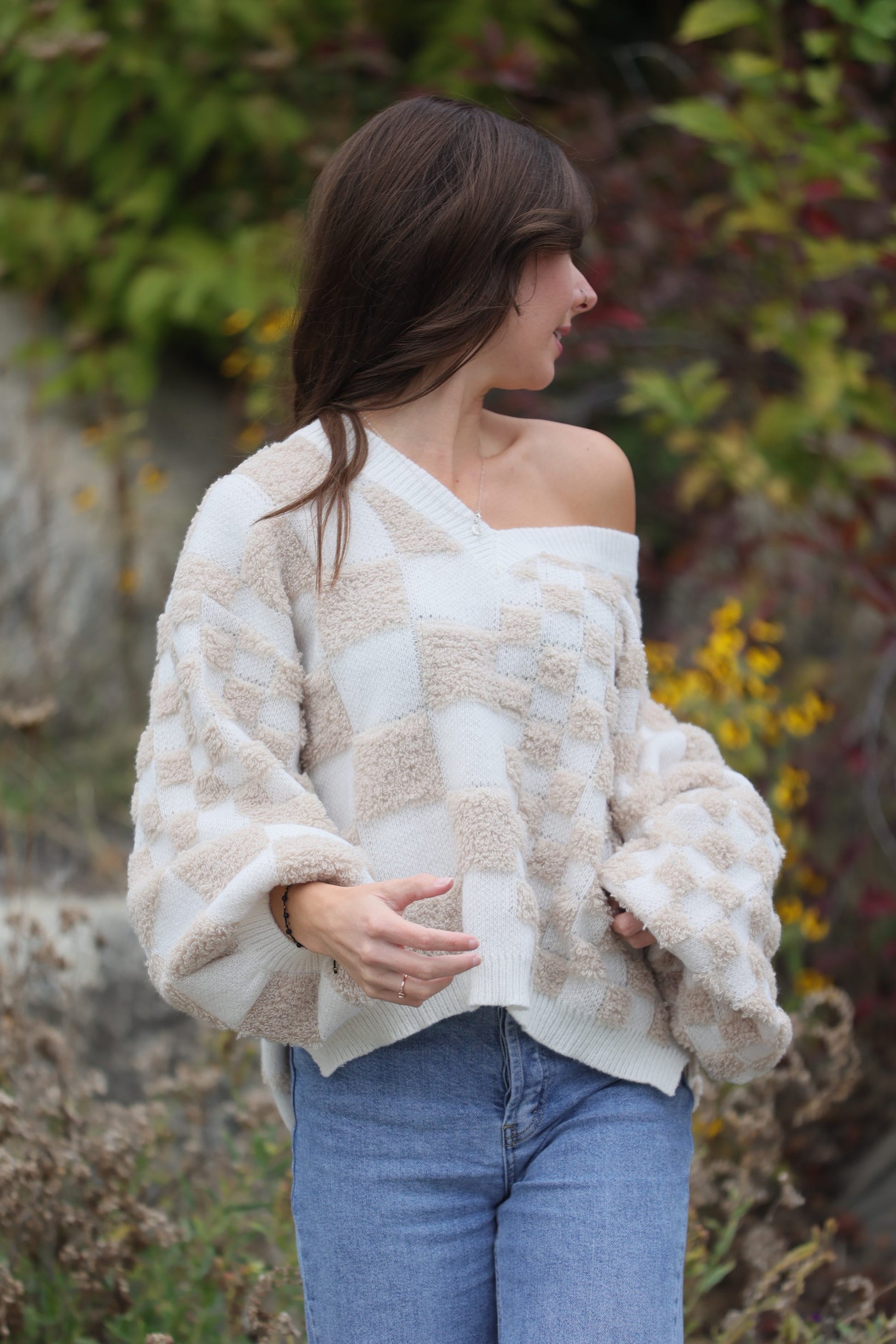 KNIT CHECKERED SWEATER  image 6