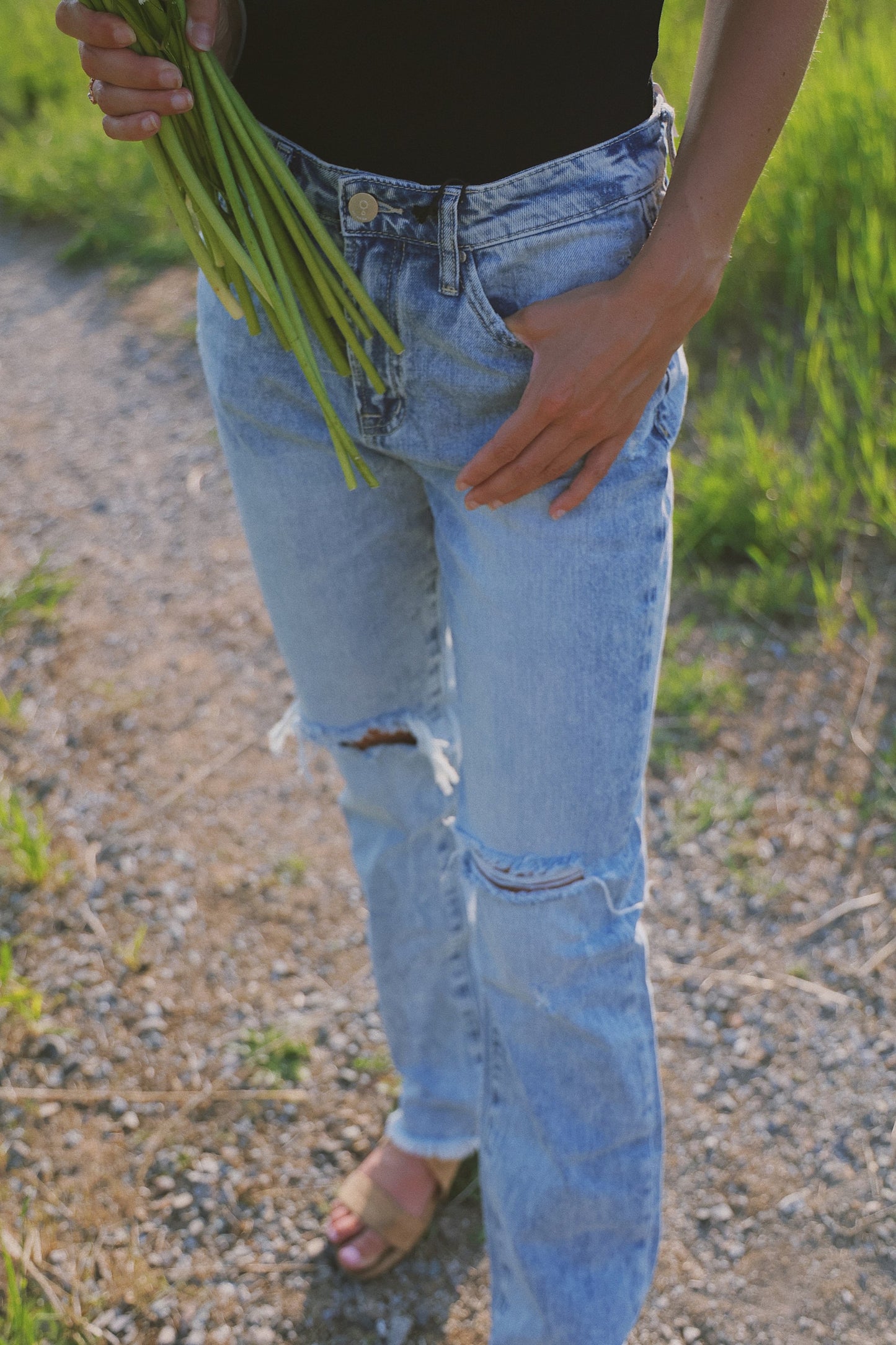 HASLEY RIPPED FRAYED HEM JEANS image 1