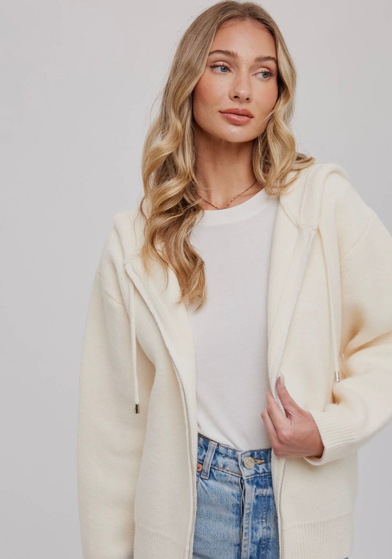 SWEATER ZIP UP JACKET WITH HOOD  image 4