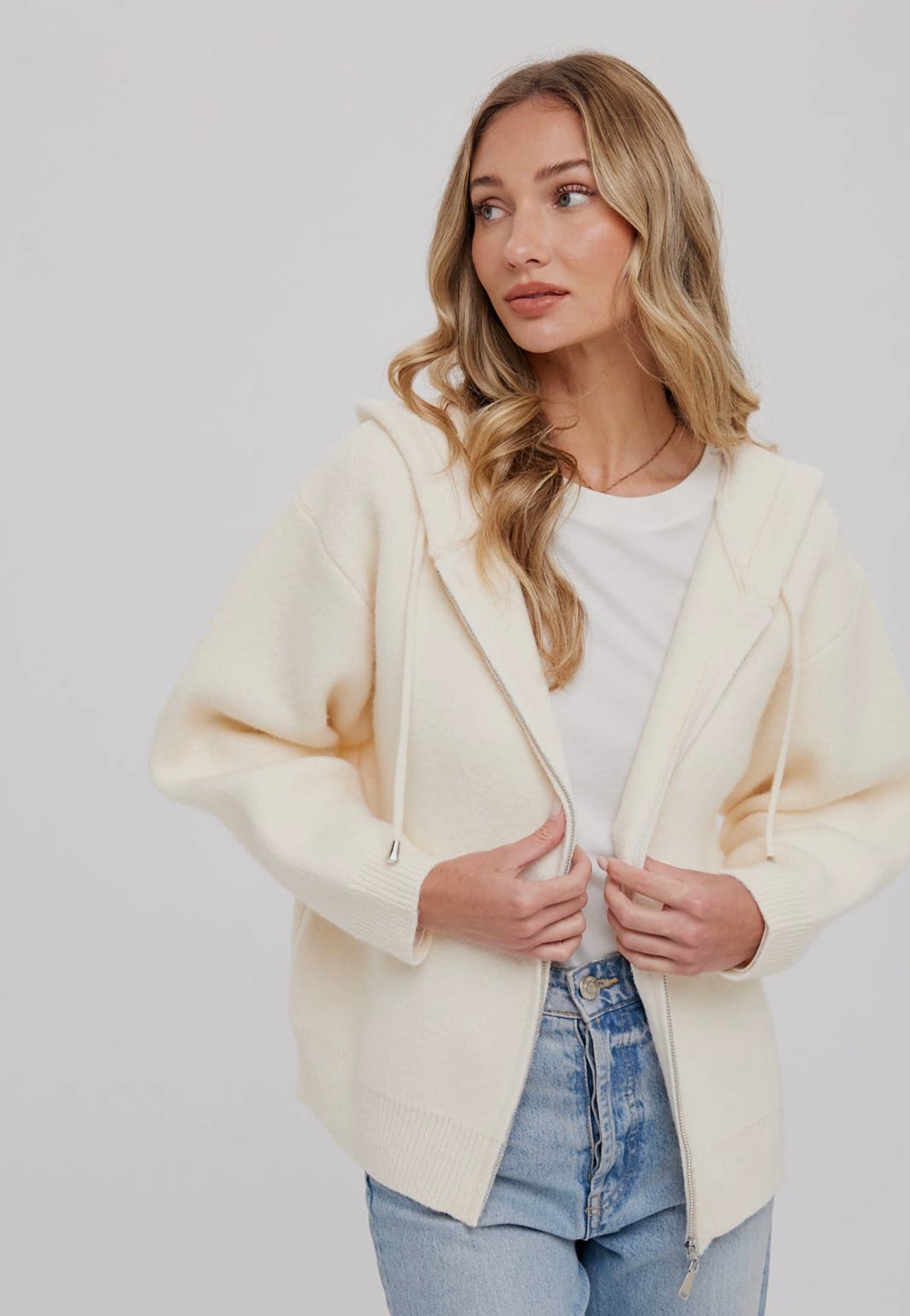 SWEATER ZIP UP JACKET WITH HOOD  image 3