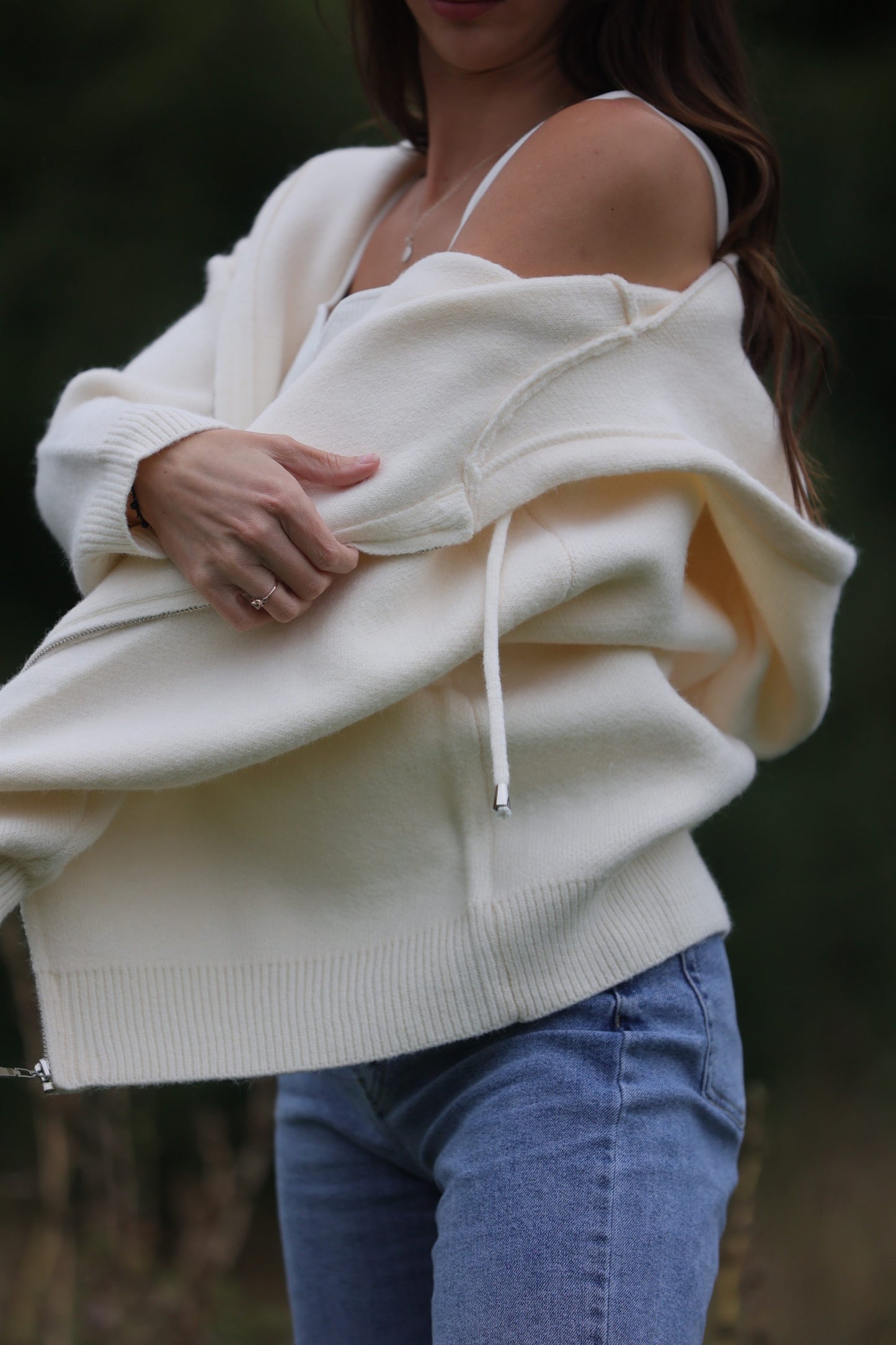 SWEATER ZIP UP JACKET WITH HOOD image 7