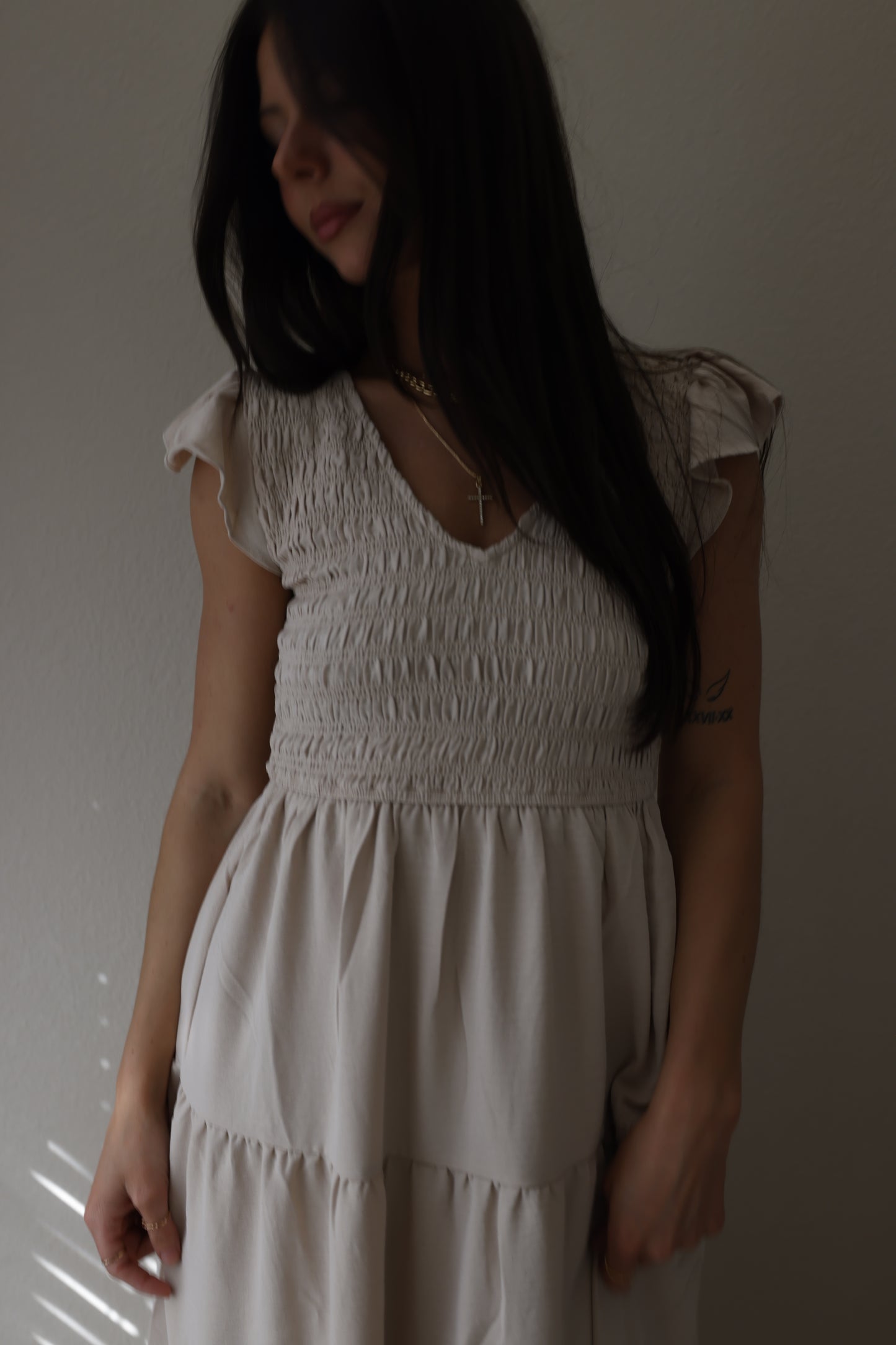 CORRINE FLUTTER SLEEVE MAXI DRESS