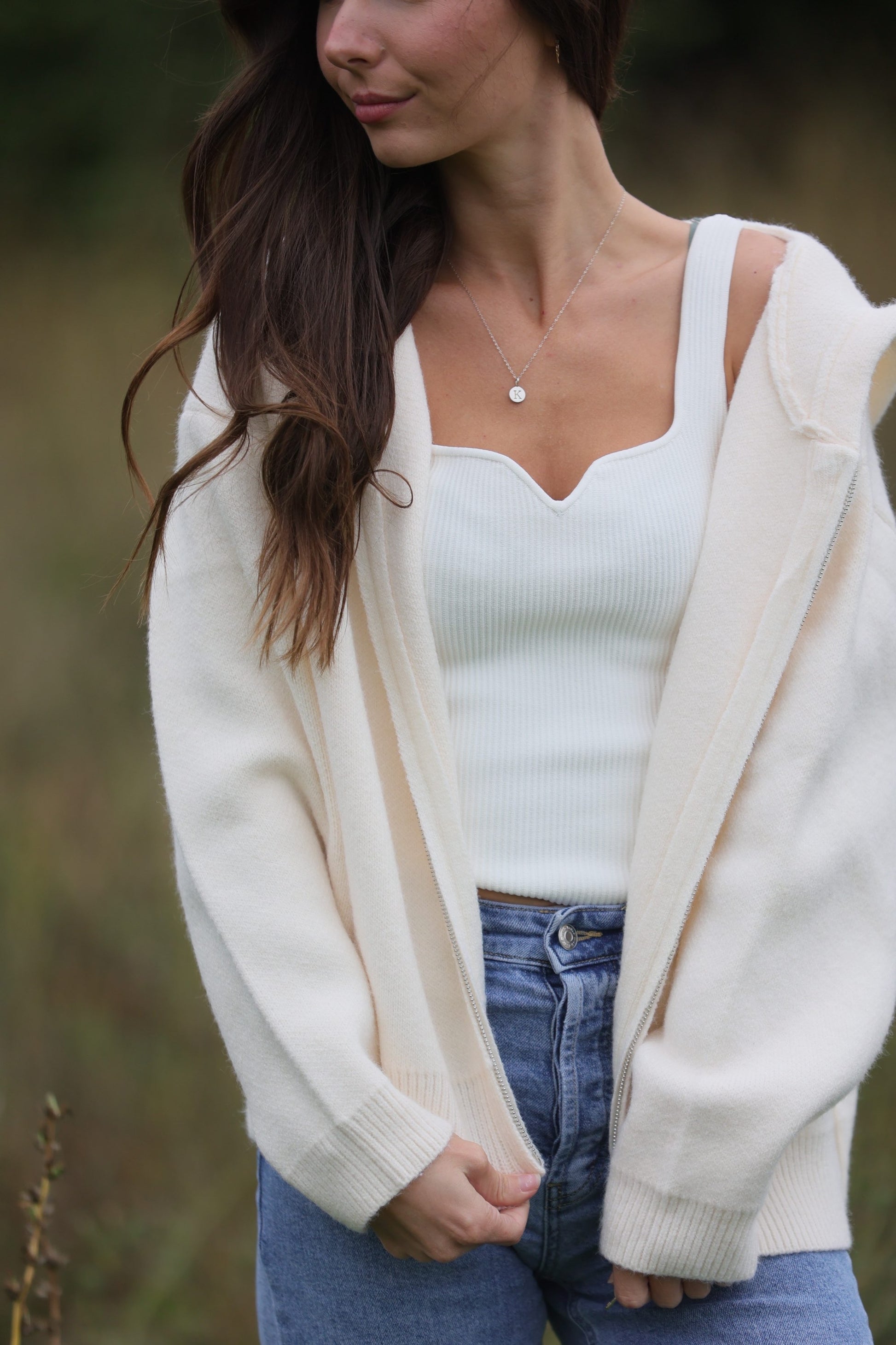 SWEATER ZIP UP JACKET WITH HOOD  image 0