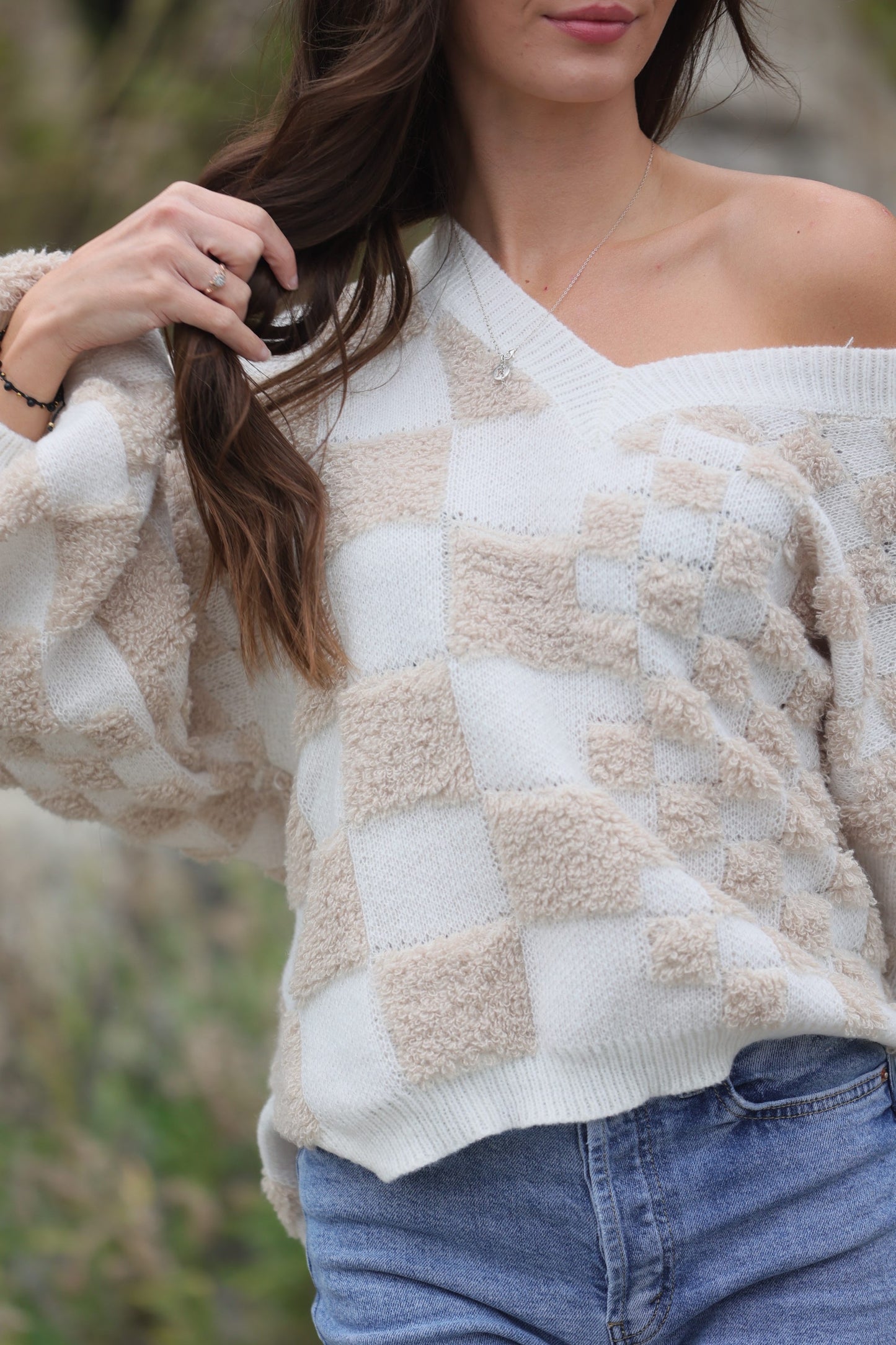 KNIT CHECKERED SWEATER  image 1