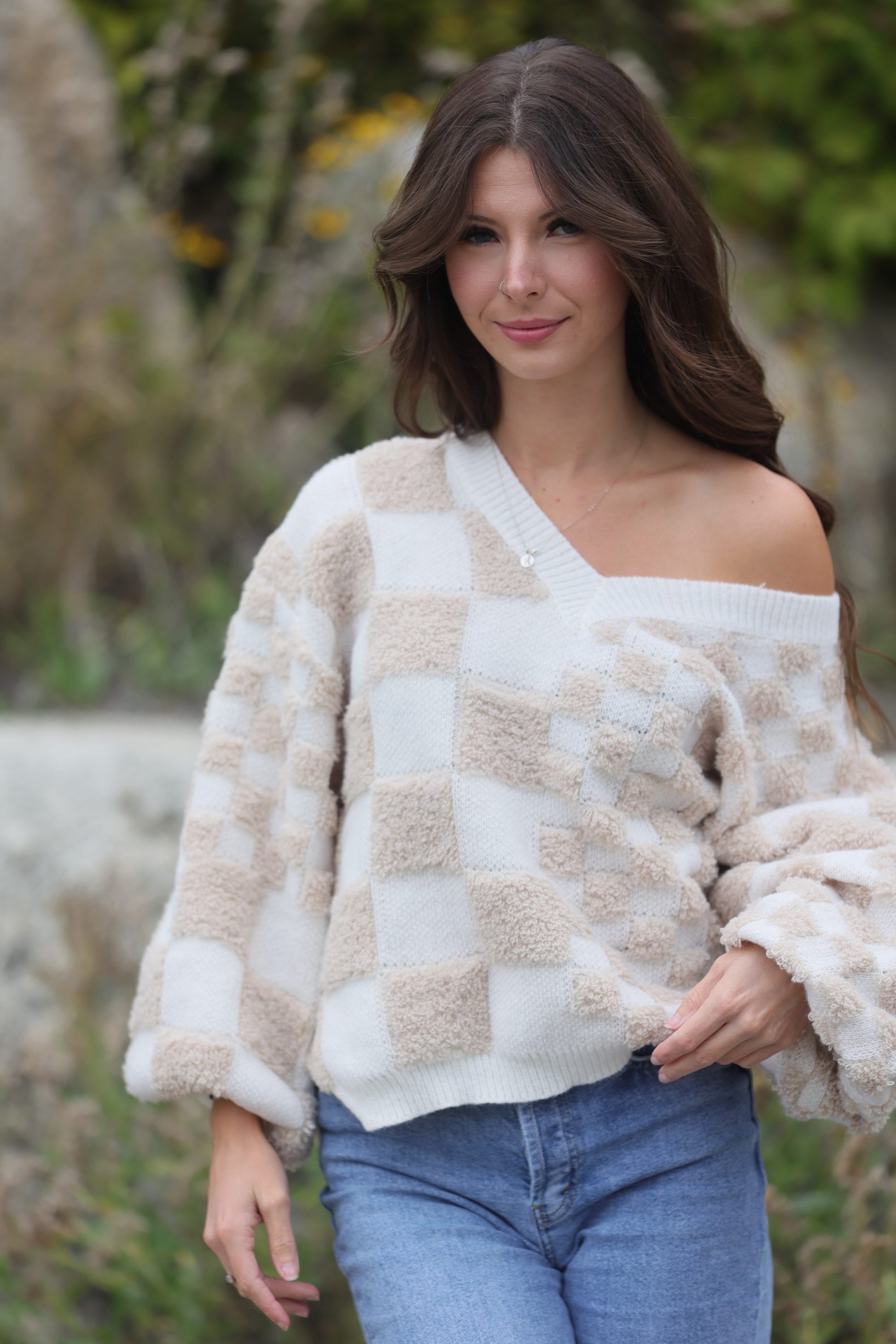 KNIT CHECKERED SWEATER  image 5