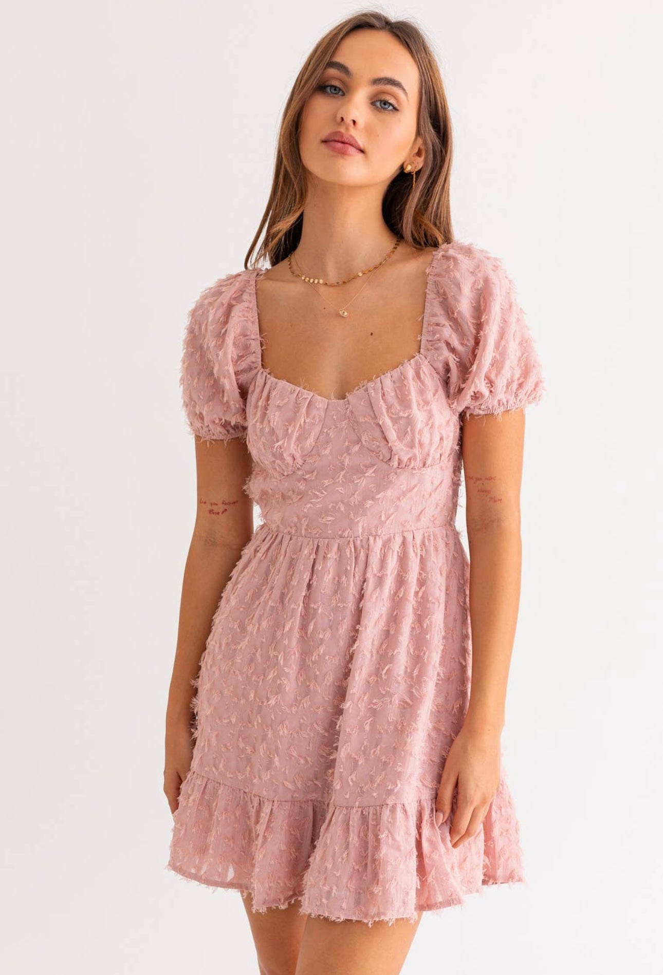 OAKLY PUFF SLV OPEN BACK MINI DRESS image 3