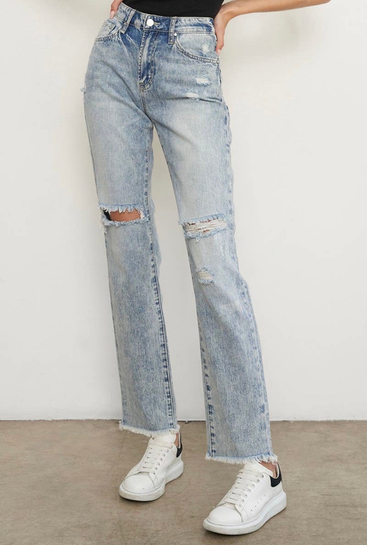 HASLEY RIPPED FRAYED HEM JEANS image 6
