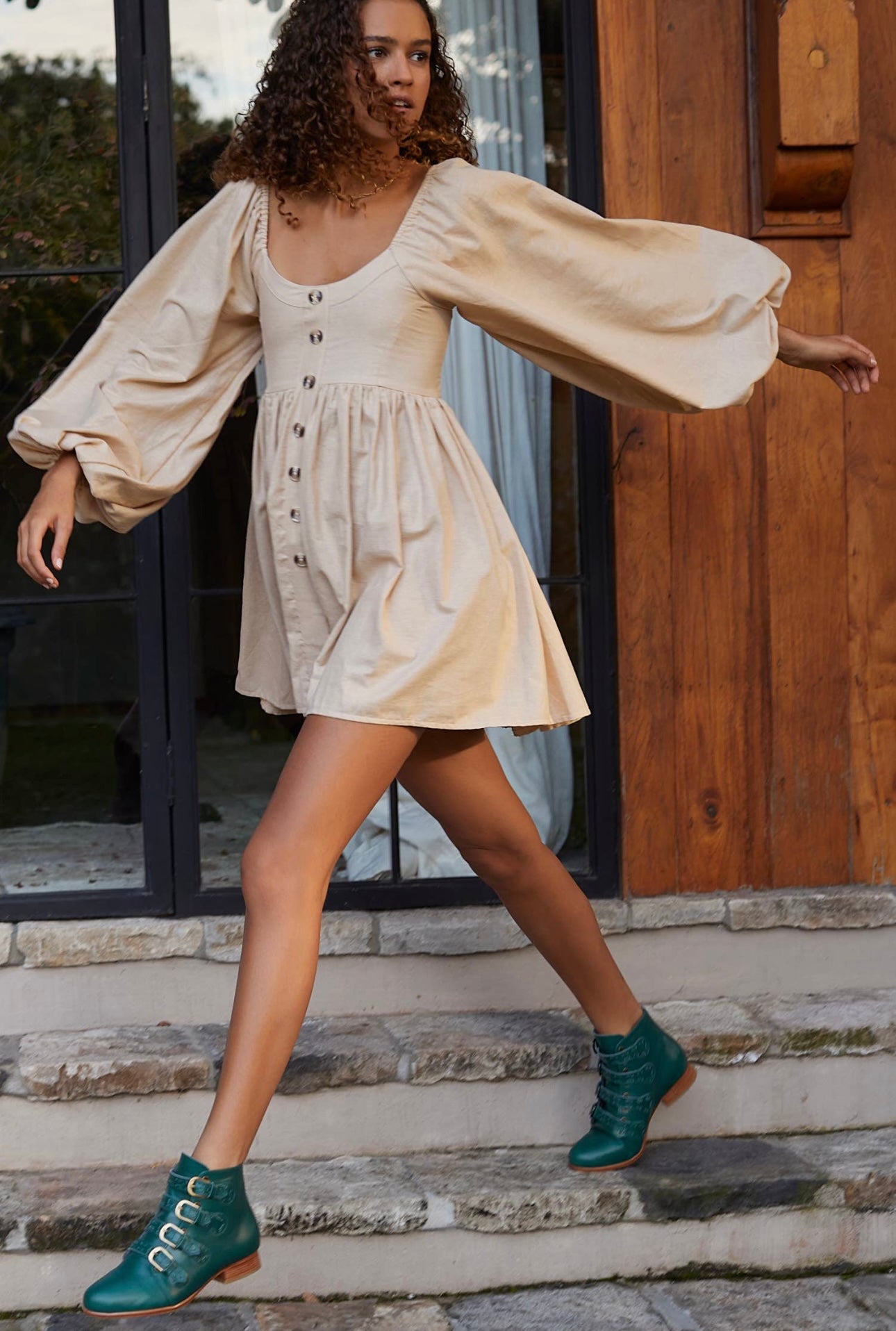 CHLOIE WAIST LINEN MINI WEEKEND GETAWAY DRESS image 2