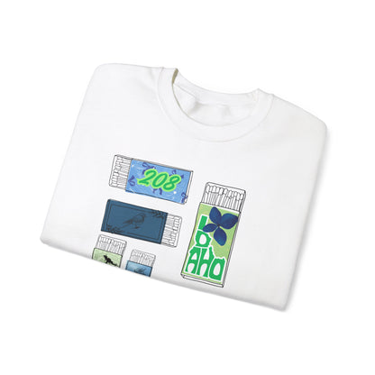 Travel-Inspired Unisex Crewneck Sweatshirt with Vintage Postage Design