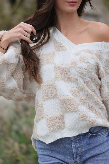 KNIT CHECKERED SWEATER  image 1