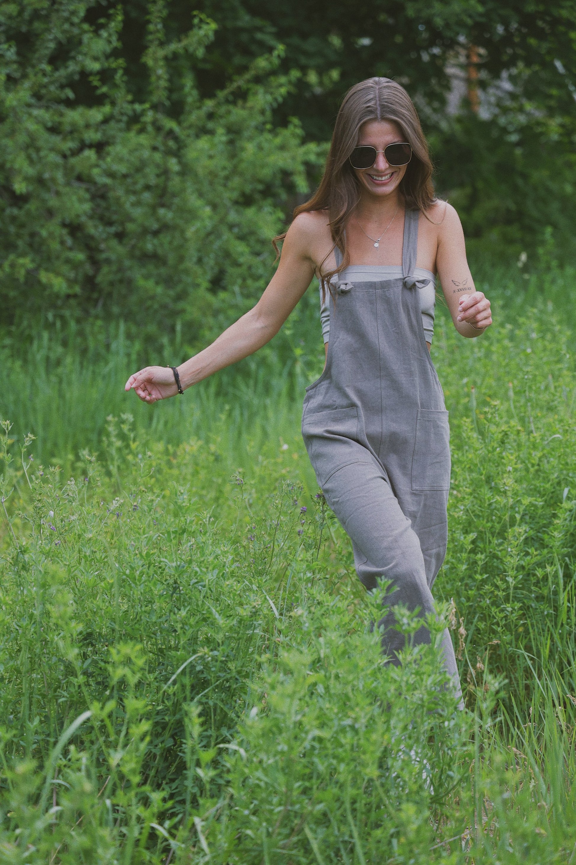 AMELIA CHARCOAL WASHED COTTON JUMPSUIT image 0