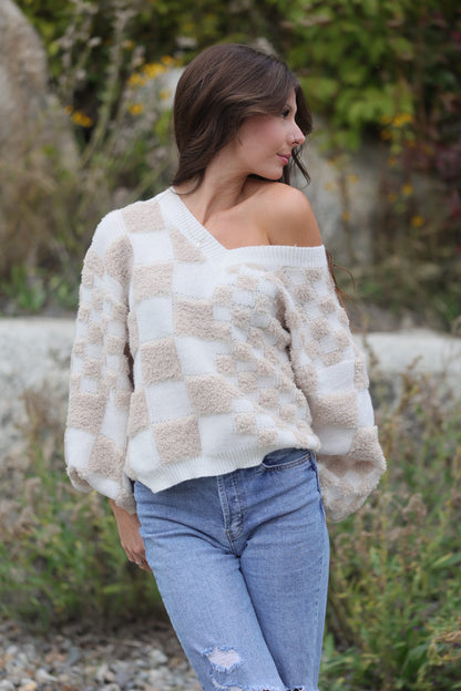 KNIT CHECKERED SWEATER  image 0