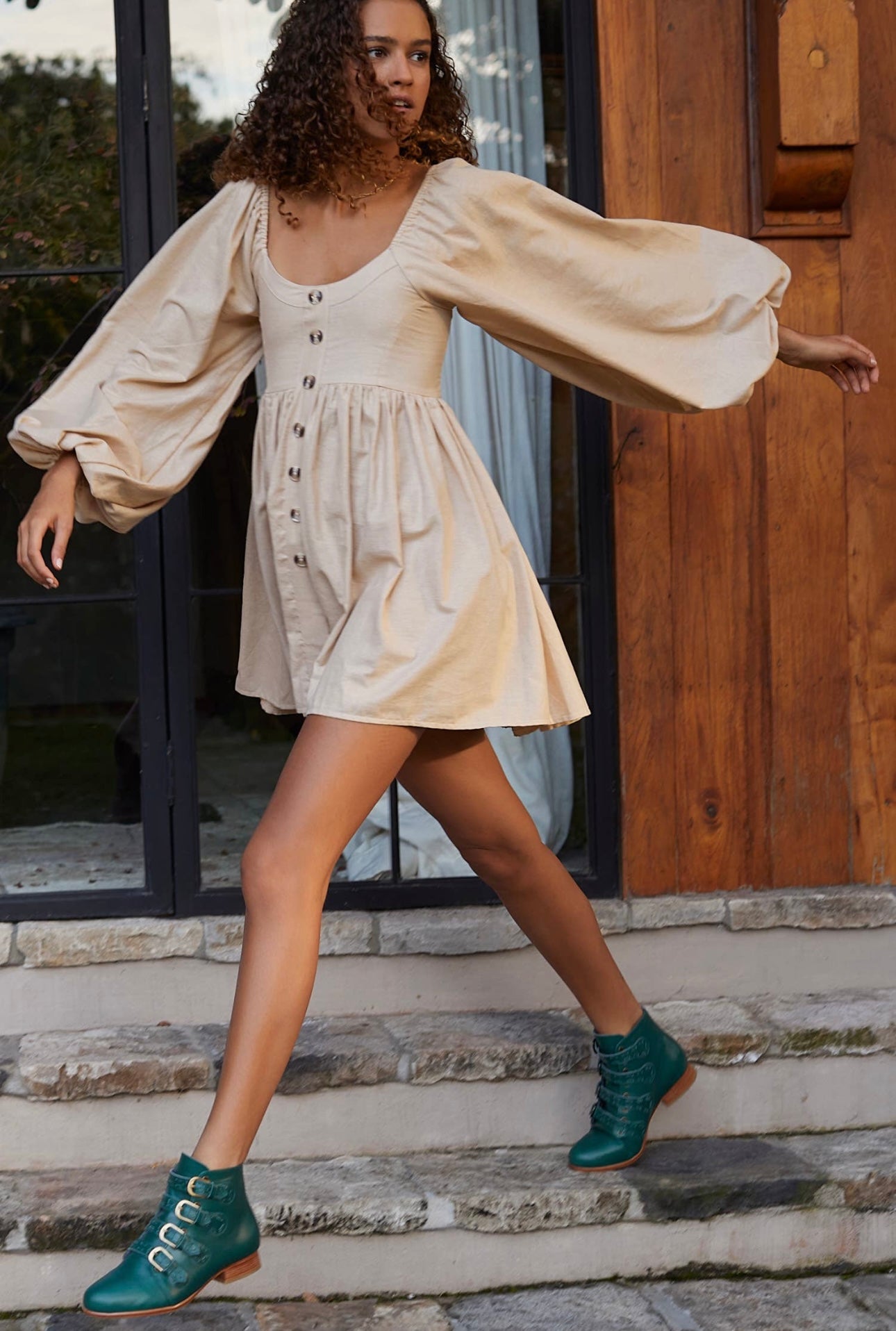 CHLOIE WAIST LINEN MINI WEEKEND GETAWAY DRESS  image 2